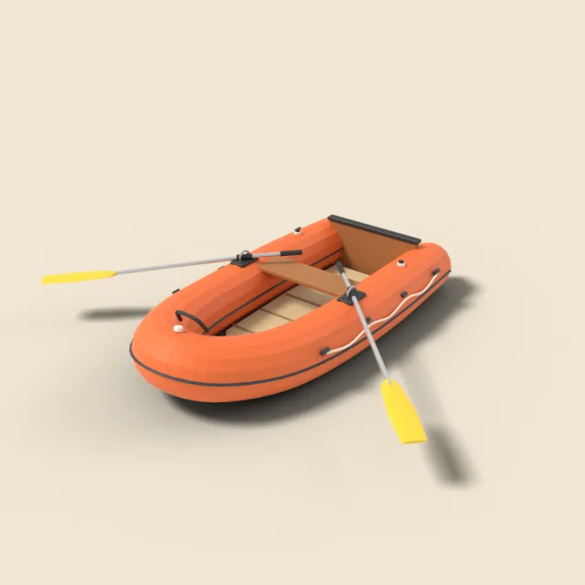 Inflatable rubber dinghy with oars