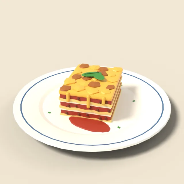 Lasagna slice on a plate
