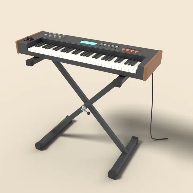 Synthesizer keyboard on stand