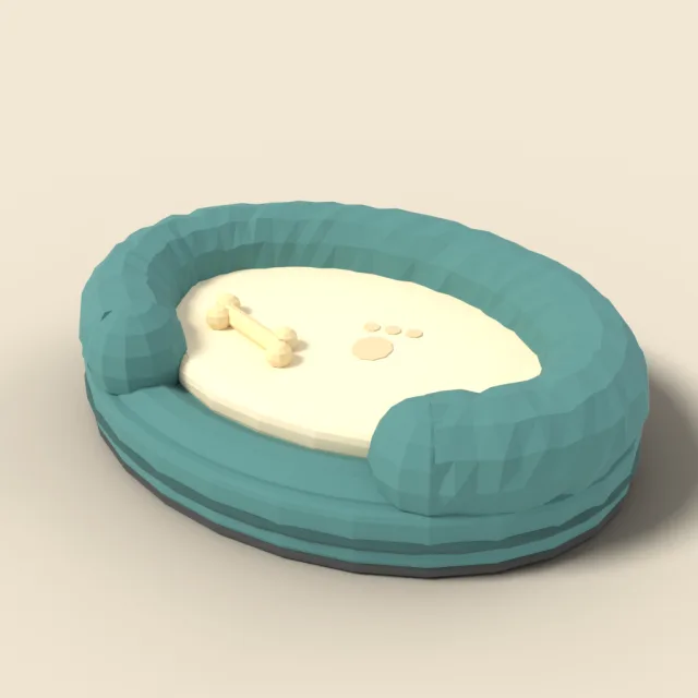 Dog bed with raised rim
