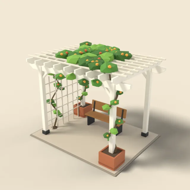 Pergola with climbing vines