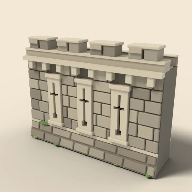 Castle curtain wall with arrow slits