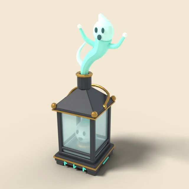 Spirit lantern with ghostly wisp