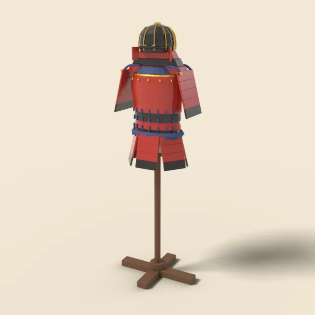 Lacquered warrior armor on stand