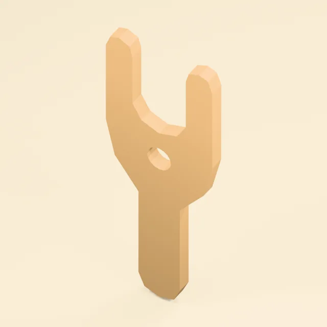 Wooden lucet cord-making fork with open yarn guide eye