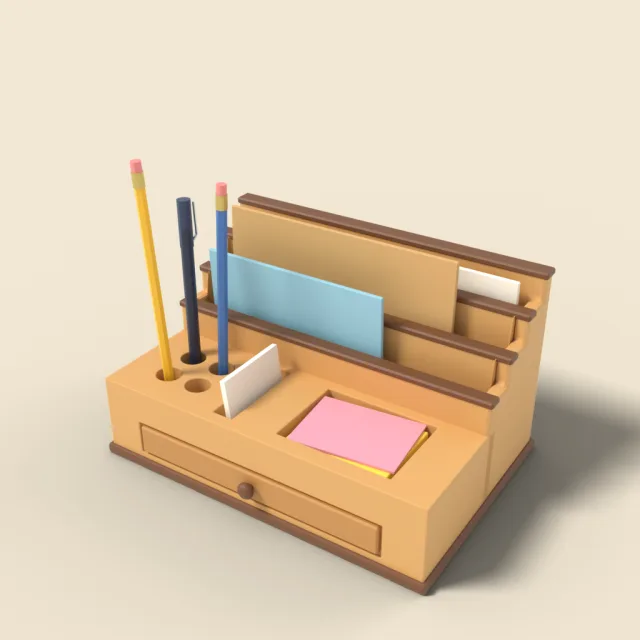 Wooden desk organizer with slots