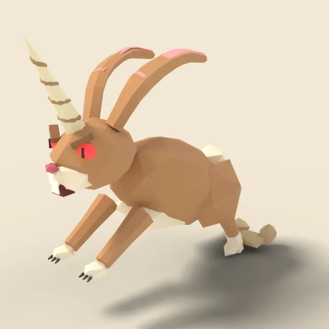 Horned rabbit hopping