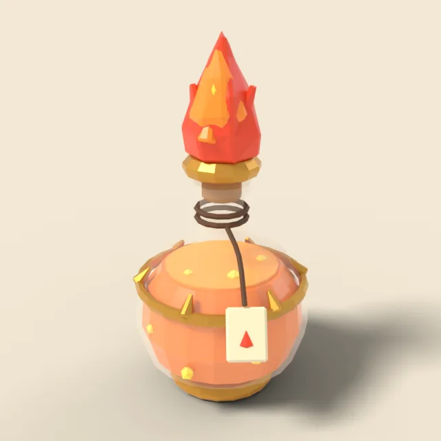 Orange fire potion with flame stopper