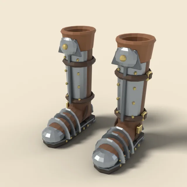 Pair of iron-shod war boots