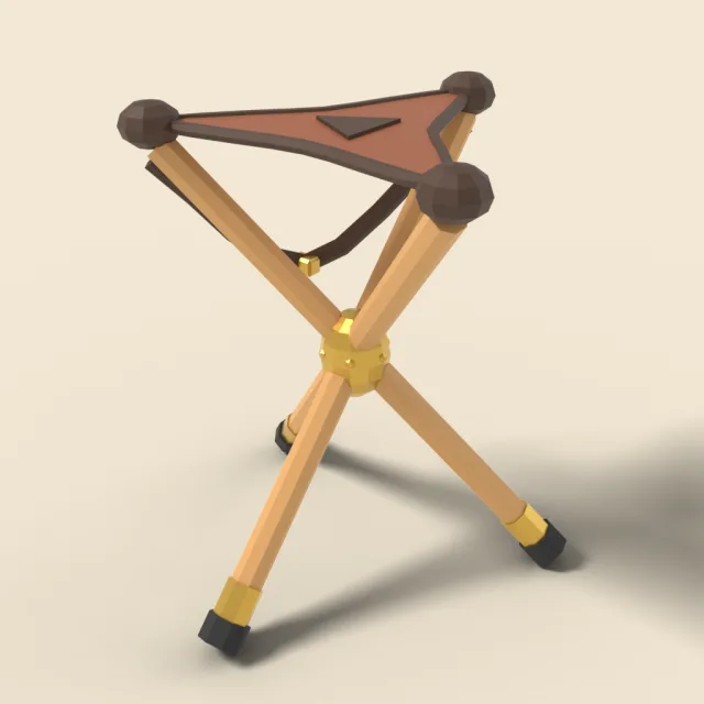 Three-legged folding camp stool