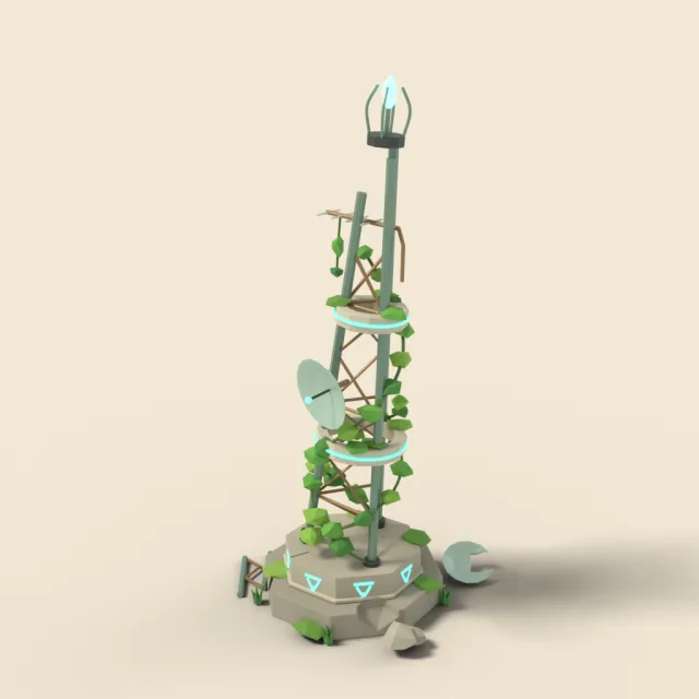Overgrown ancient antenna mast