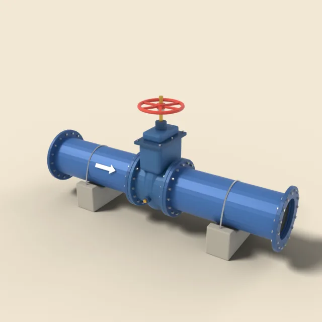 Large water main pipe with valve