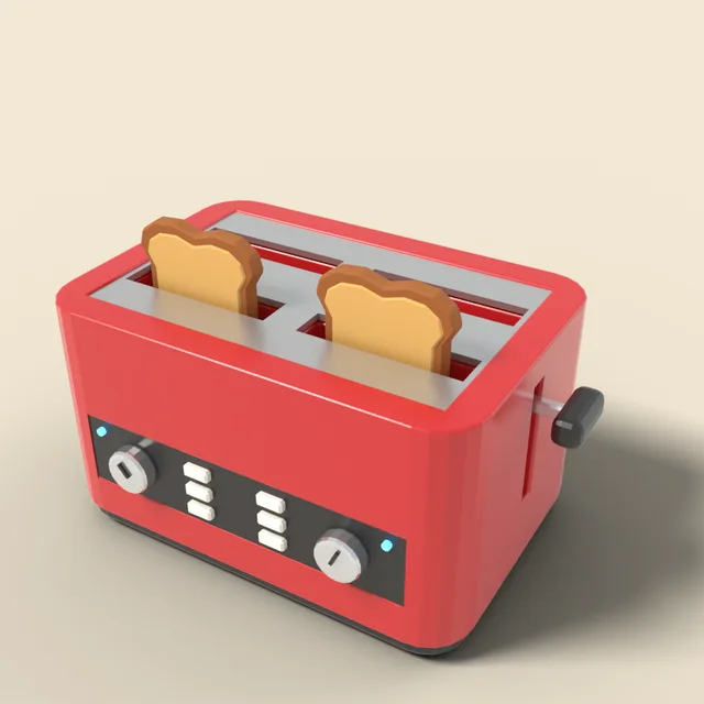 Four-slice toaster in red