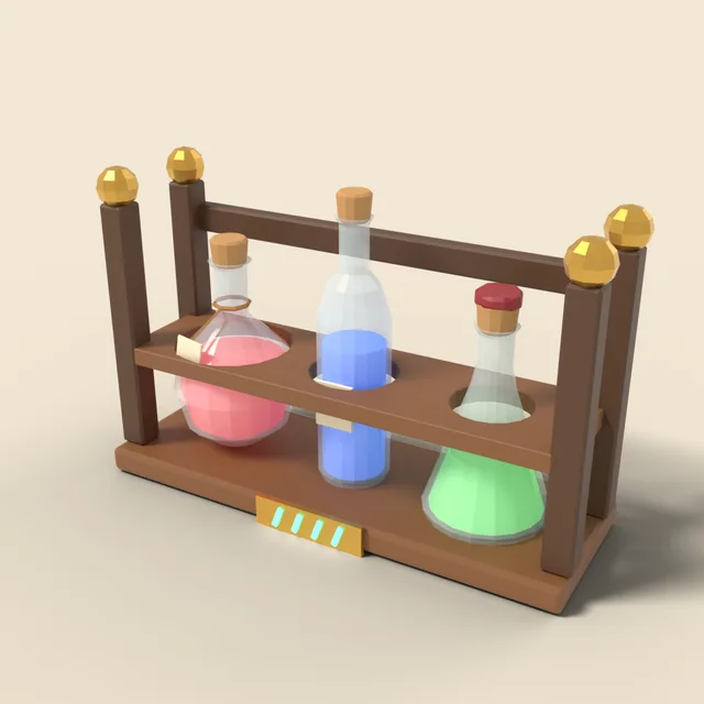 Triple potion rack with mixed colours