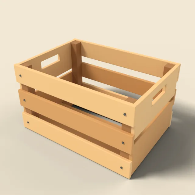 Small slatted wooden crate