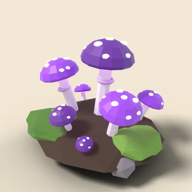 Glowing purple mushroom cluster