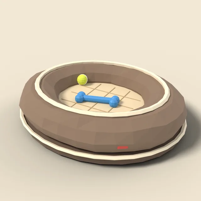 Dog bed with bone toy