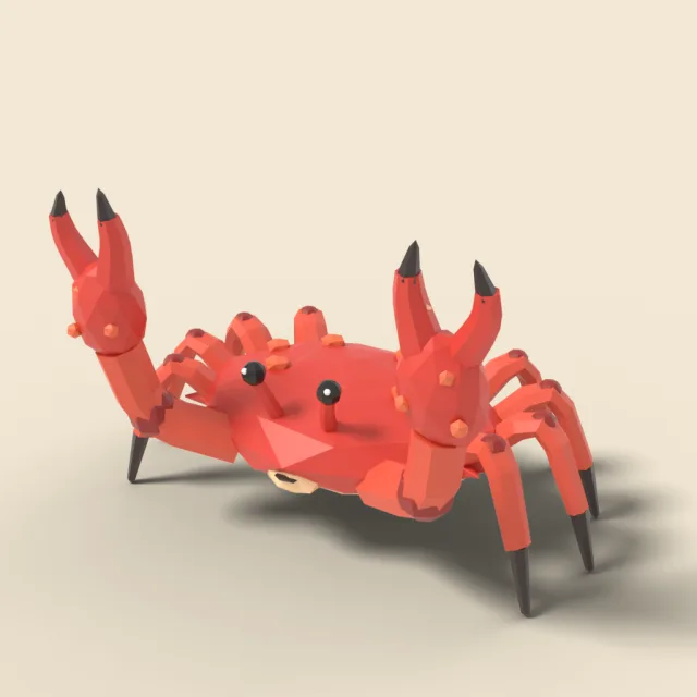 Red crab with raised claws