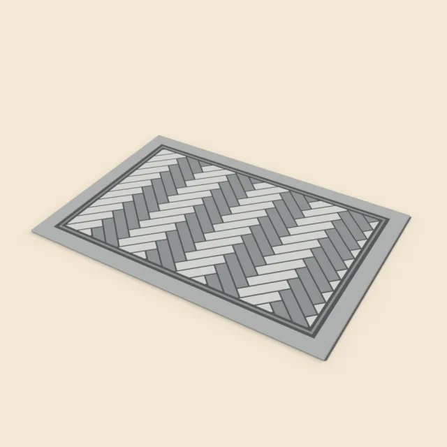 Herringbone pattern rug in grey