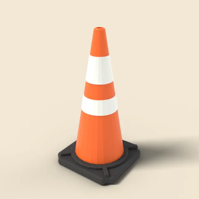 Orange traffic cone with reflective band