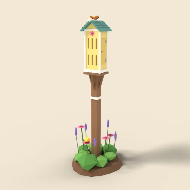 Butterfly house on post