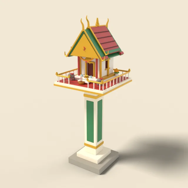 Thai spirit house on pedestal