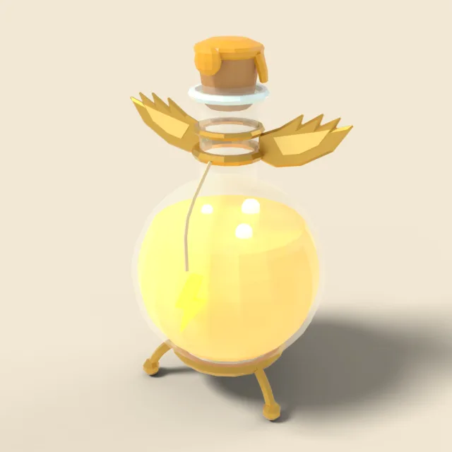 Yellow speed potion in round flask