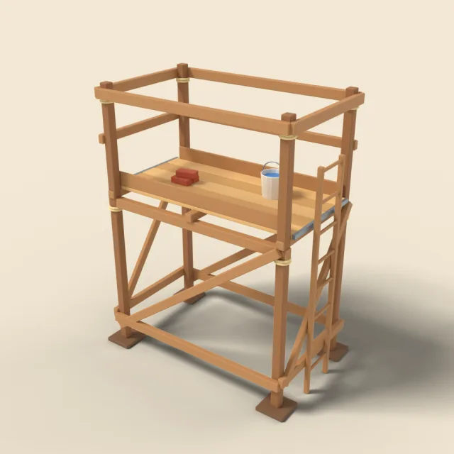 Wooden scaffold platform