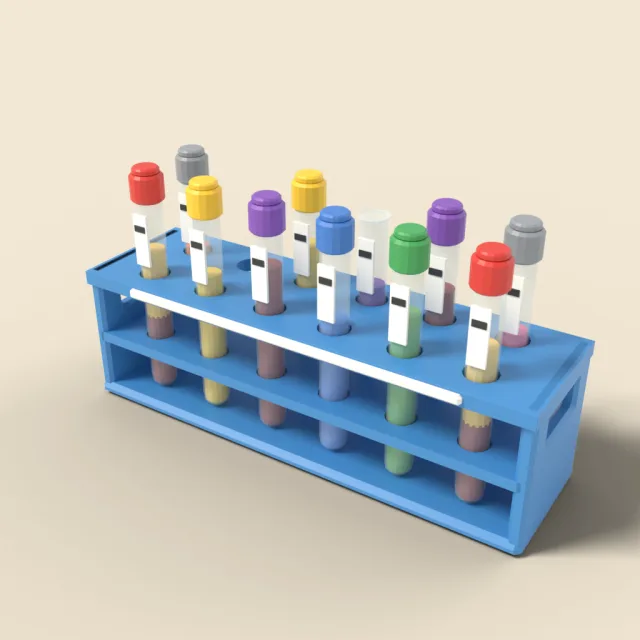 Test tube rack with samples