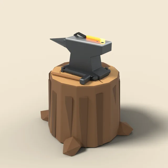 Blacksmith anvil on stump