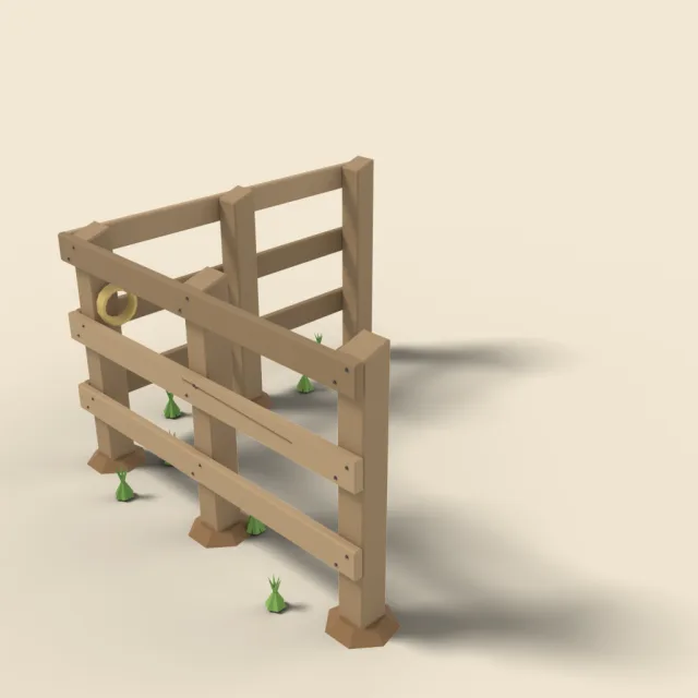 Post and rail paddock fence corner