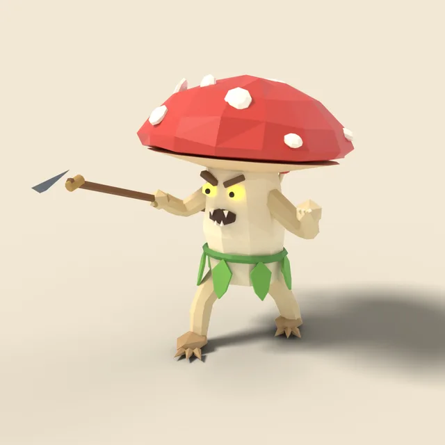 Mushroom man with spear