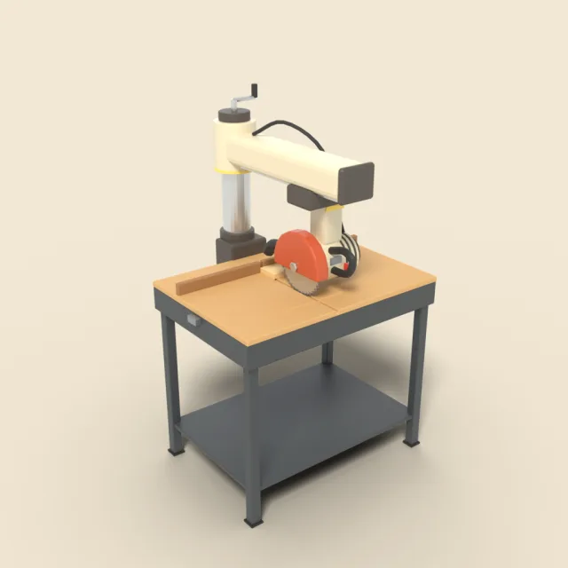 Radial arm saw on table