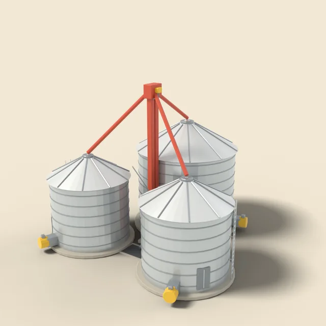 Grain bin cluster of three