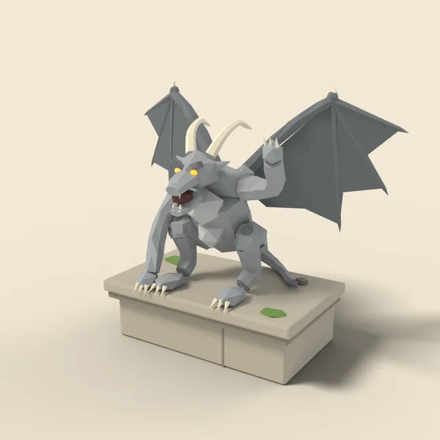 Gargoyle crouching on ledge