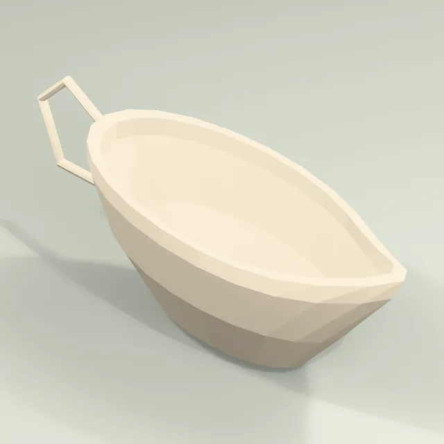 Open ceramic gravy boat with drawn pouring lip and loop handle