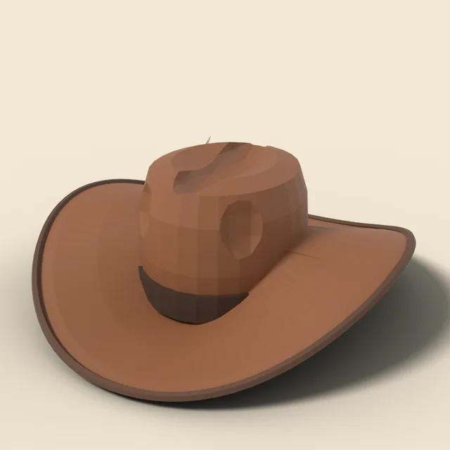 Brown leather cowboy hat