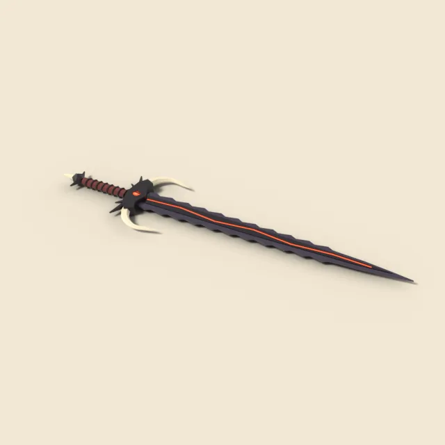 Obsidian bladed demon sword with spiked guard