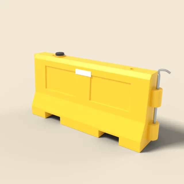 Yellow water-filled traffic barrier
