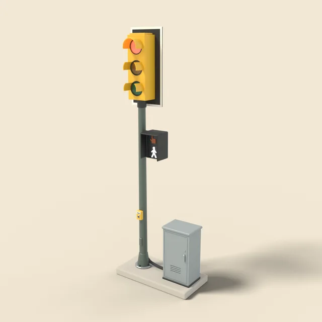 Traffic light on pole
