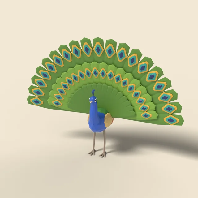 Displaying peacock with fan tail
