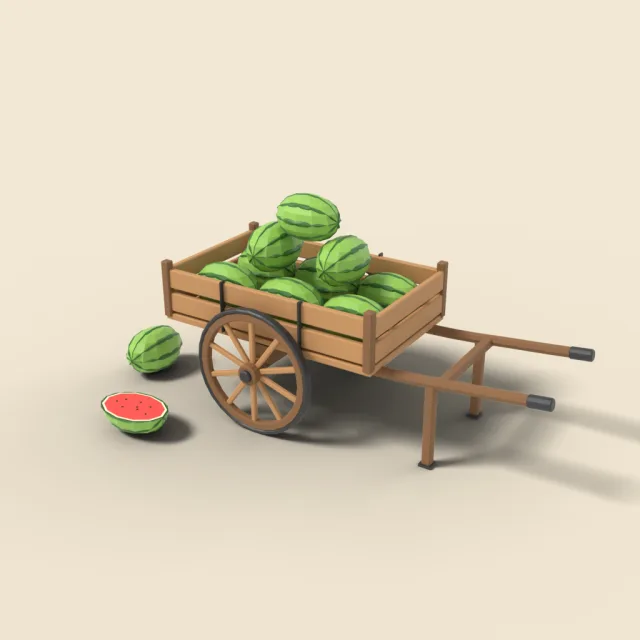 Watermelon pile on cart