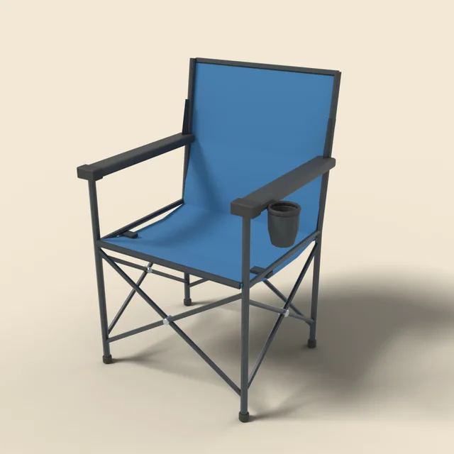 Folding camp chair with armrests