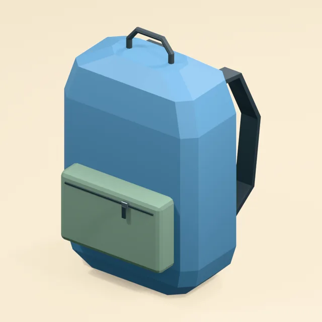 Rounded daypack with captured shoulder straps and zip pocket