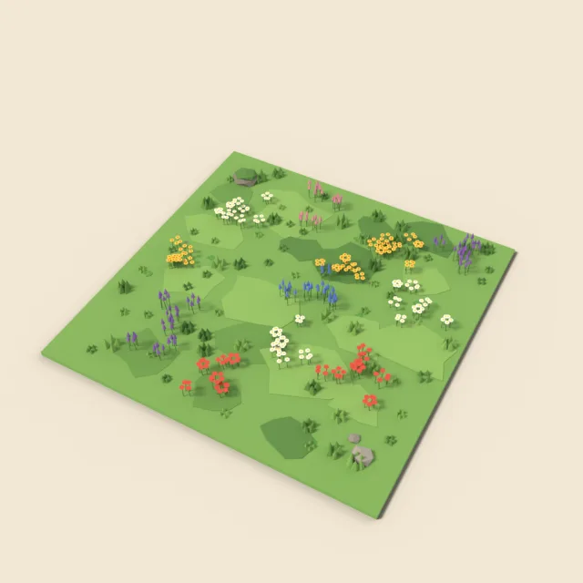 Meadow grass tile with wildflowers