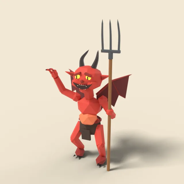 Imp grinning with pitchfork