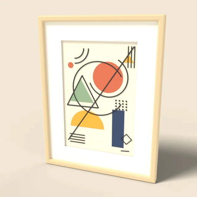 Framed geometric line art print
