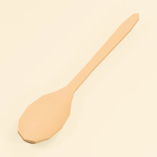Carved wooden cooking spoon with shallow oval bowl