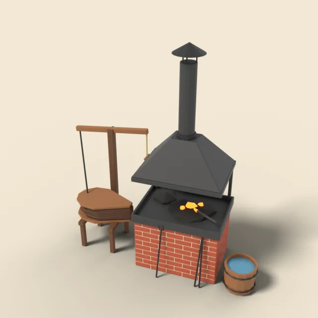 Coal forge with bellows