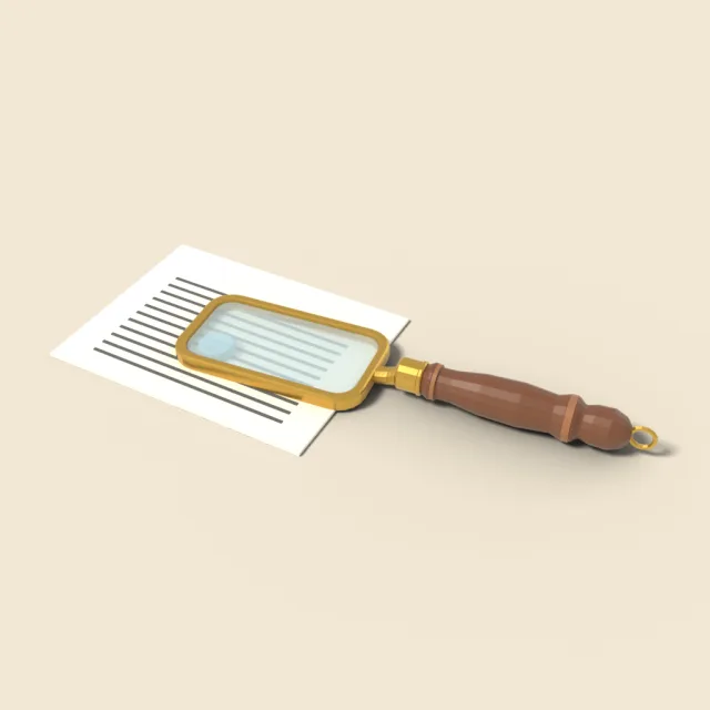 Reading magnifier with turned wooden handle